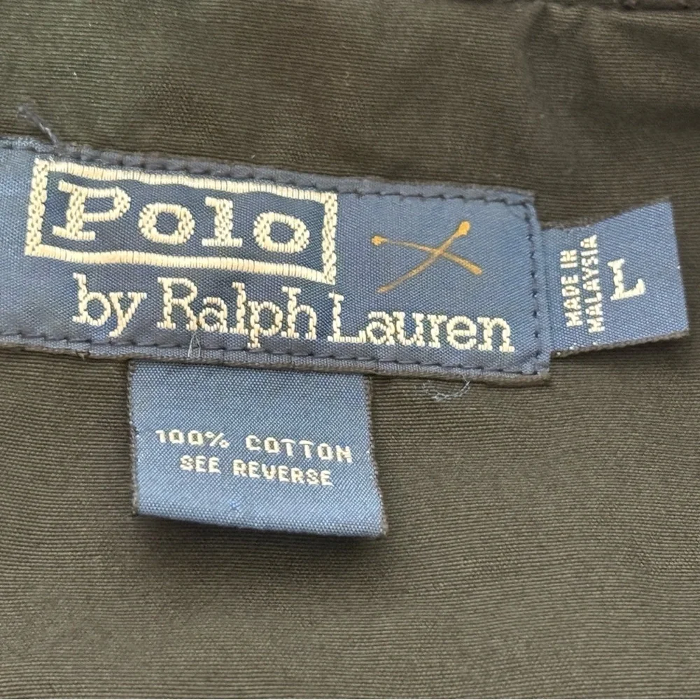Vintage Polo Ralph Lauren Black Full Zip Hooded Jacket‎ Mens Large Inside Pocket